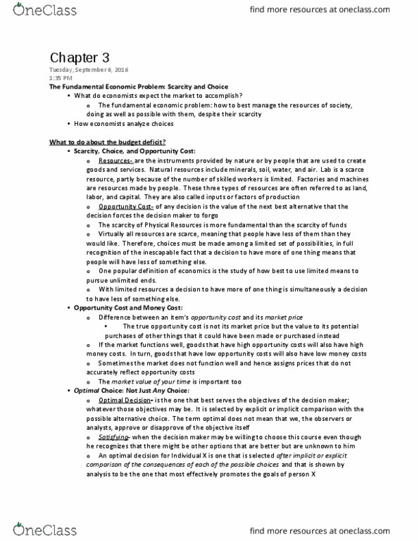 ECO 101 Chapter Notes - Chapter 3: Comparative Advantage, Opportunity Cost thumbnail