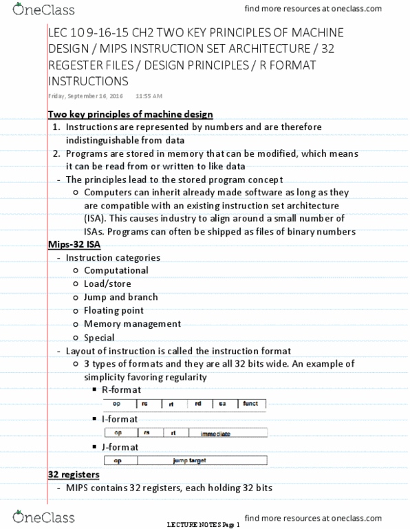 CSCE 2214 Lecture Notes - Lecture 10: Hexadecimal, Addressing Mode, Operand thumbnail