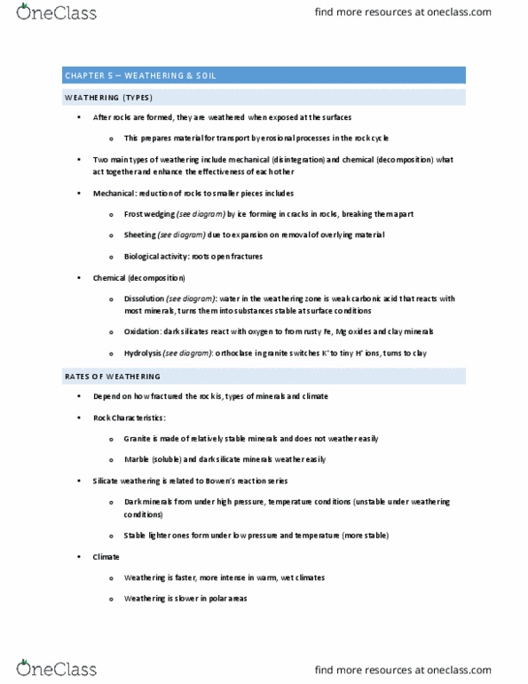 Earth Sciences 1022A/B Lecture Notes - Lecture 5: Parent Material, Humus, Pedogenesis thumbnail