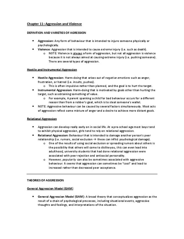 Psychology 2070A/B Chapter Notes - Chapter 11: Relational Aggression, Substance Abuse, Depressant thumbnail
