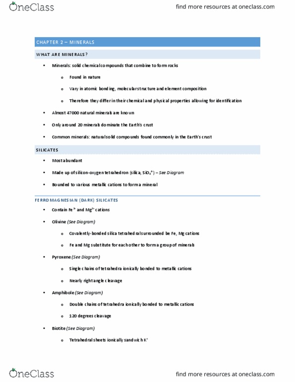 Earth Sciences 1022A/B Lecture Notes - Lecture 2: Ionic Bonding, Biotite, Amphibole thumbnail