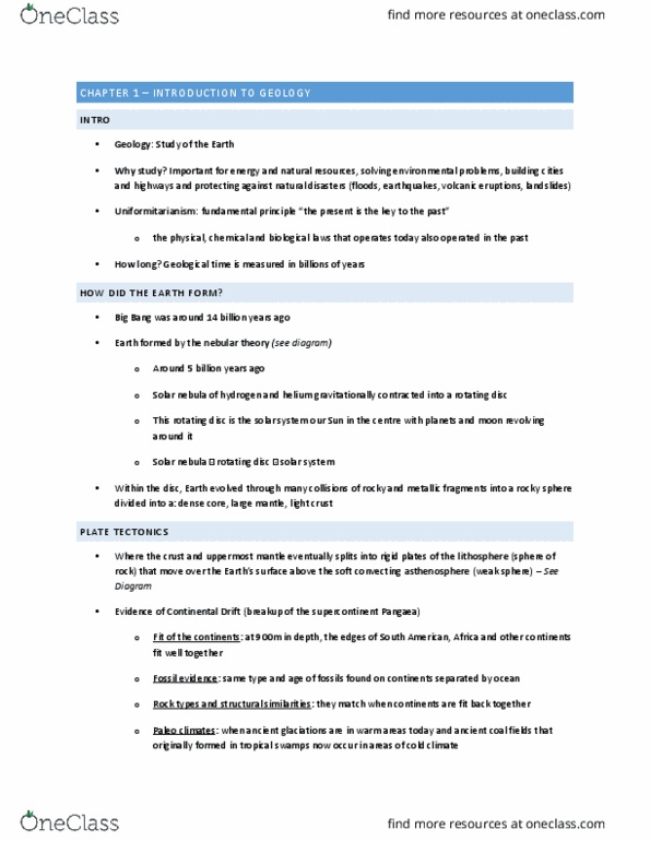 Earth Sciences 1022A/B Lecture Notes - Lecture 1: Rock Cycle, Convergent Boundary, Hydrosphere thumbnail