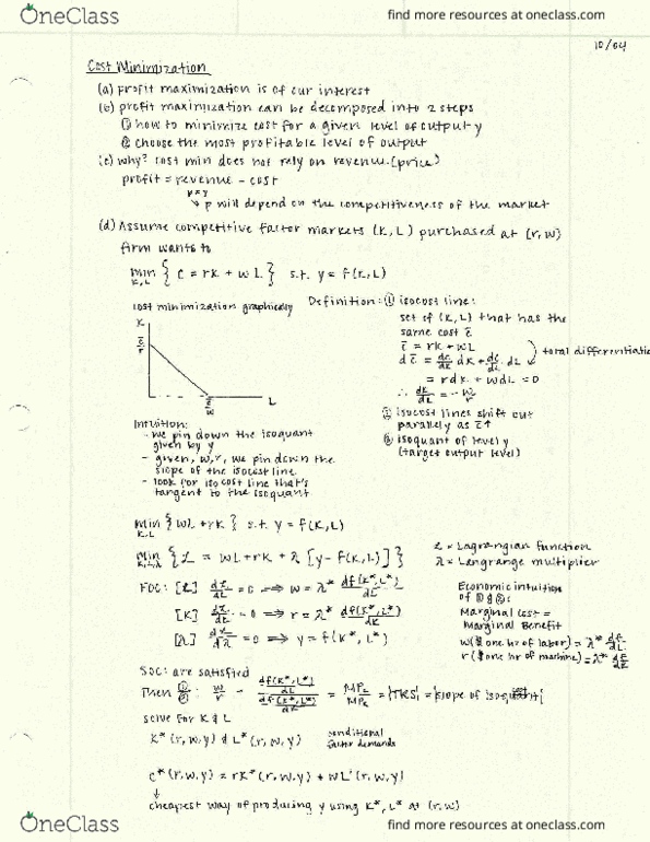 ECON 20100 Lecture Notes - Lecture 3: Ope, Canter And Gallop, Isocost thumbnail