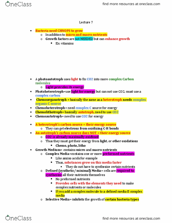 BIOL 3332 Lecture Notes - Lecture 7: Microbiological Culture, Streptococcus, Chon thumbnail