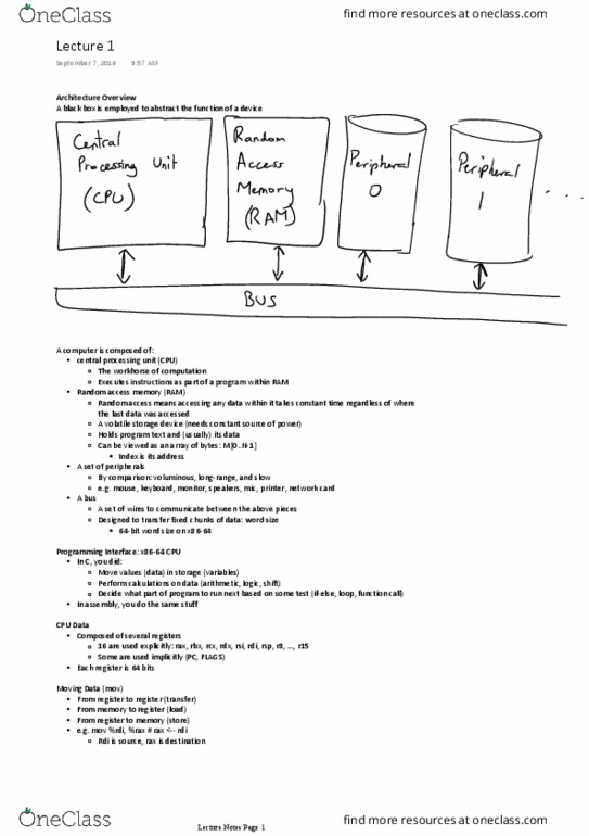 CMPT 295 Lecture Notes - Lecture 1: Random-Access Memory, Central Processing Unit, A Black Box thumbnail