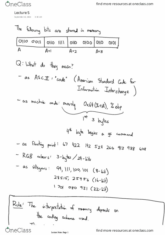 CMPT 295 Lecture Notes - Lecture 5: Readwrite, Program Counter, Von Neumann Architecture thumbnail
