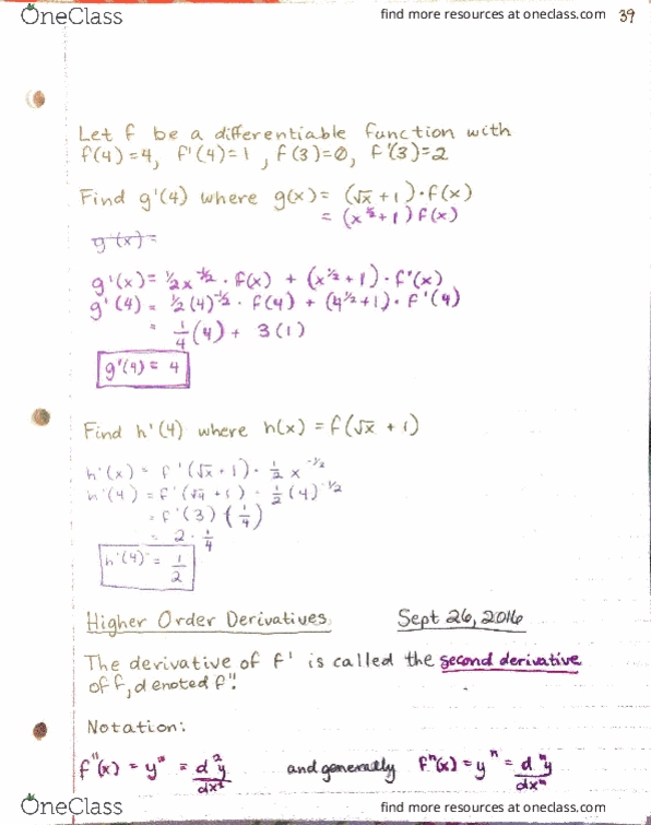 MATH 1210 Lecture Notes - Lecture 13: Differentiable Function thumbnail