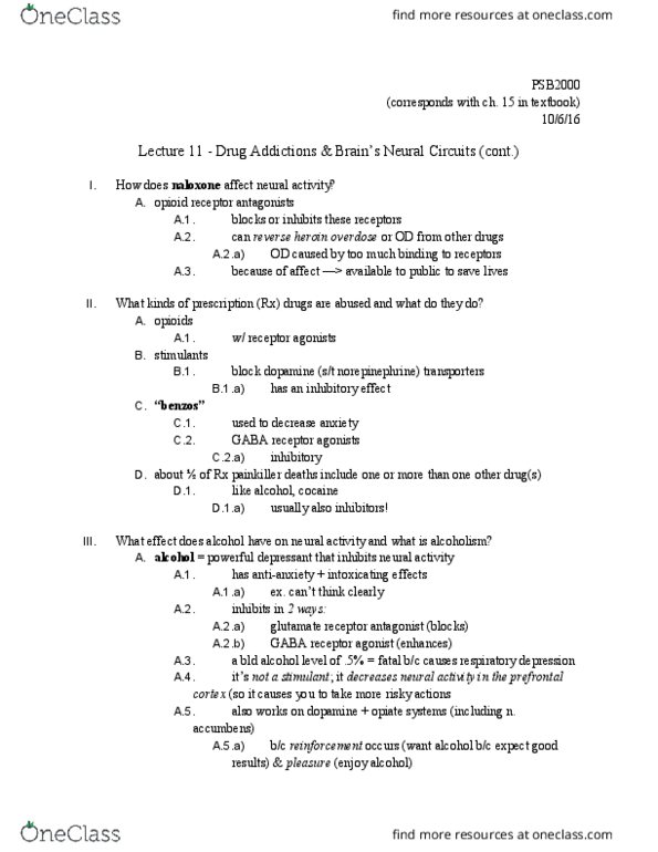 PSB-2000 Lecture Notes - Lecture 11: Cross-Tolerance, Hypothermia, Gaba Receptor Agonist thumbnail