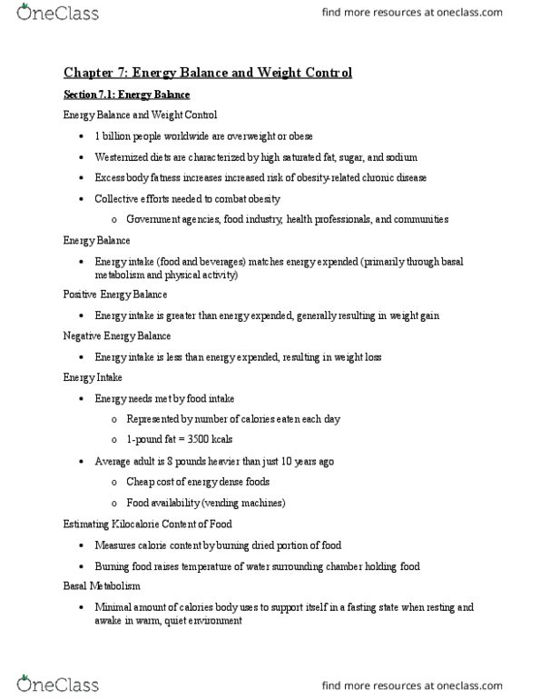 HUMNNTR 2210 Lecture Notes - Lecture 13: Adipose Tissue, Muscle Tone, Indirect Calorimetry thumbnail