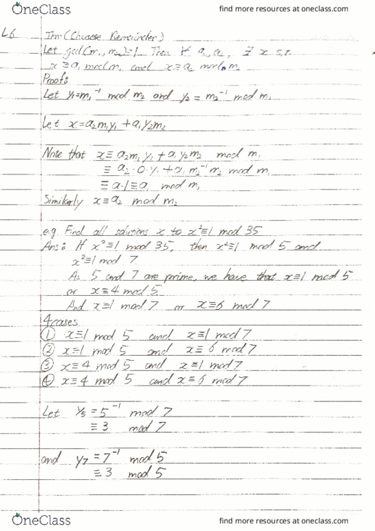 PMATH340 Lecture 6: Chinese Remainder Theorem thumbnail