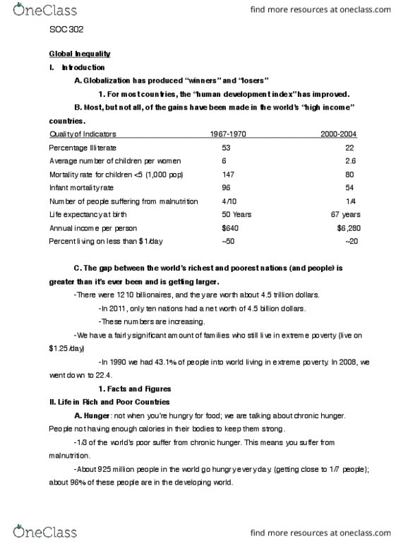 SOC 302 Lecture Notes - Lecture 14: Mortality Rate, Soybean thumbnail