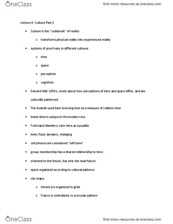 ANTHRCUL 101 Lecture Notes - Lecture 4: Codebook, Emic And Etic, Ethnography thumbnail