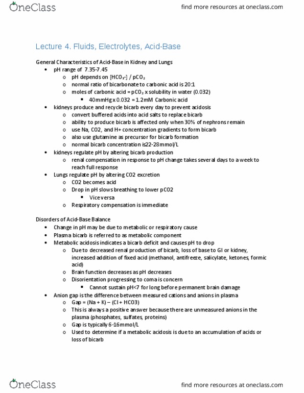 PHS 4300 Lecture Notes - Lecture 4: Pseudohypoaldosteronism, Aquaporin 2, Extracellular Fluid thumbnail