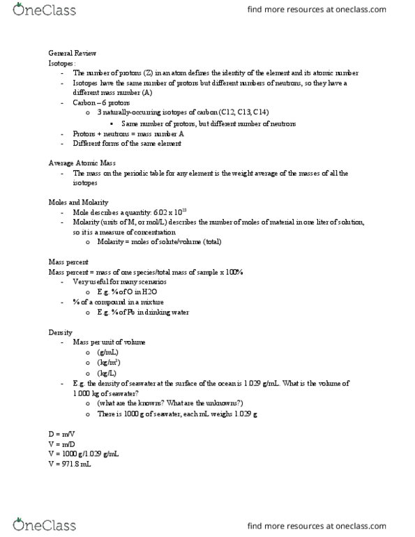 Chemistry 1301A/B Lecture Notes - Lecture 1: Sodium Hydroxide, Stoichiometry, Sulfuric Acid thumbnail