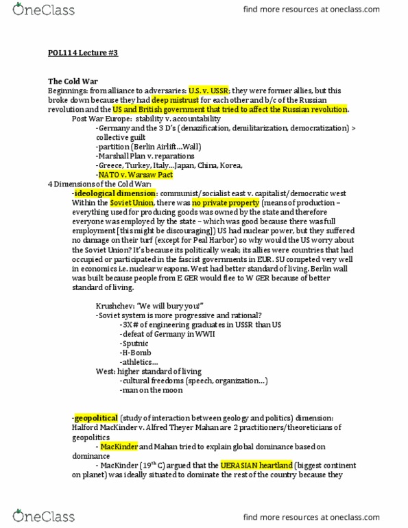 POL114H5 Lecture Notes - Lecture 3: Economy Of The Soviet Union, Glasnost, Domino Theory thumbnail