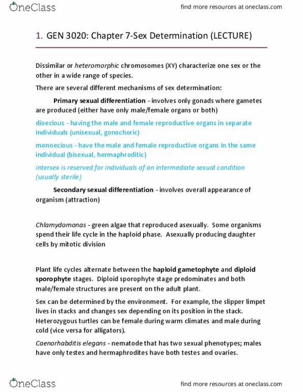 GEN-3020 Lecture Notes - Lecture 8: Blastocyst, X-Inactivation, Klinefelter Syndrome thumbnail