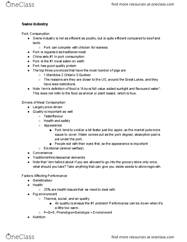 AGR 2350 Lecture Notes - Lecture 9: Glycogen, Food Safety, Exudate thumbnail