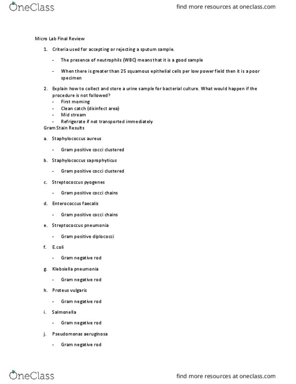 BMS 213L Lecture Notes - Lecture 16: Reagent, Bacitracin, Staphylococcus Epidermidis thumbnail