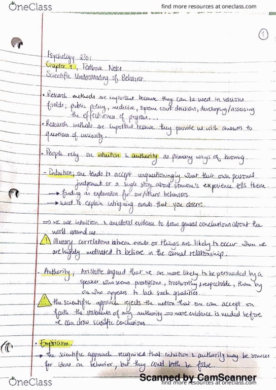 PSYC 2301 Chapter 1: Psych 2301 - Ch1 textbook notes thumbnail