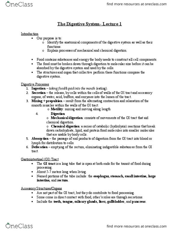 KIN 191 Lecture Notes - Lecture 1: Serous Fluid, Mastication, Soft Palate thumbnail