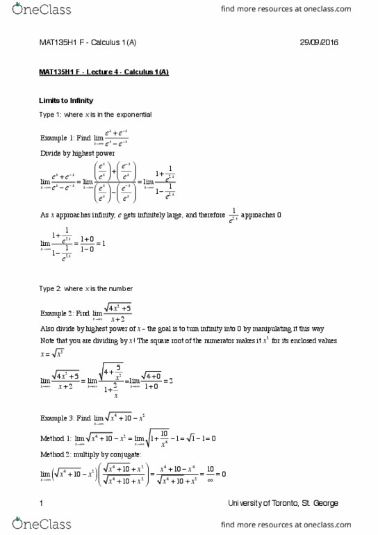 MAT135H1 Lecture Notes - Lecture 4: Asymptote, Lyx thumbnail