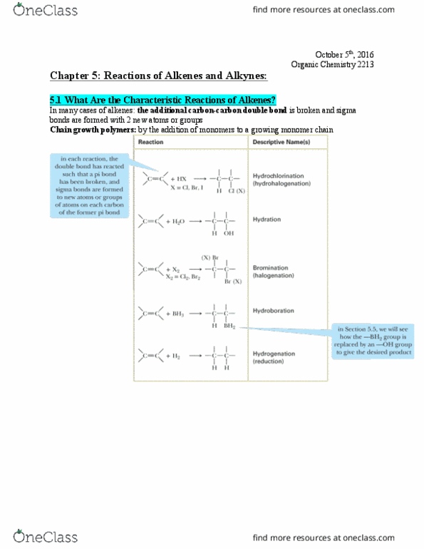 Chemistry 2213A/B Chapter Notes - Chapter 5: Cycloalkane, Transition Metal, Syn And Anti Addition thumbnail