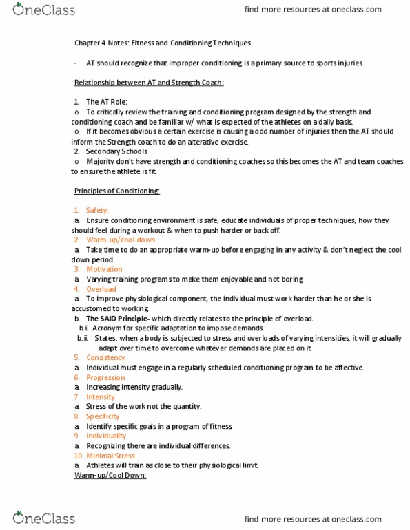 ATTR 1100 Chapter Notes - Chapter 4: Circuit Training, Medicine Ball, Calisthenics thumbnail