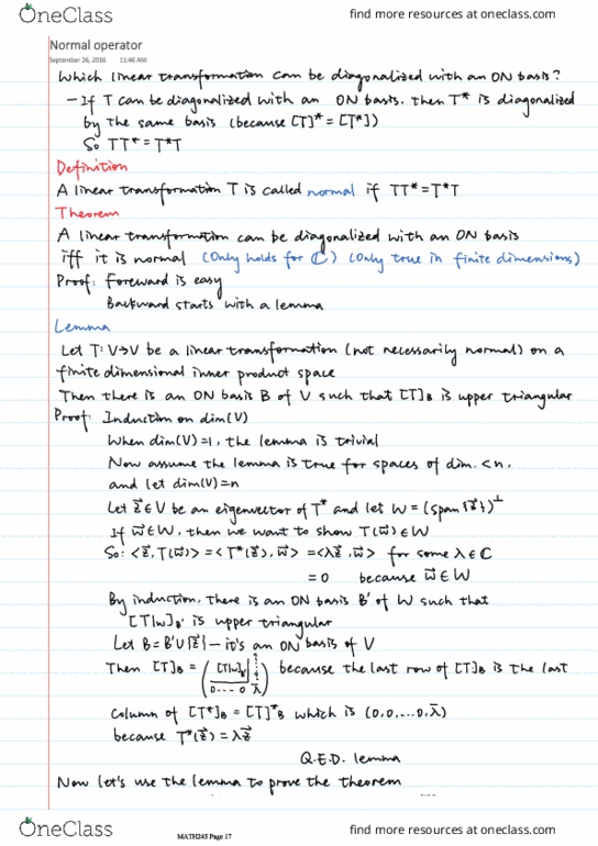 MATH245 Lecture Notes - Lecture 9: Normal Operator, Citizens For Tax Justice thumbnail