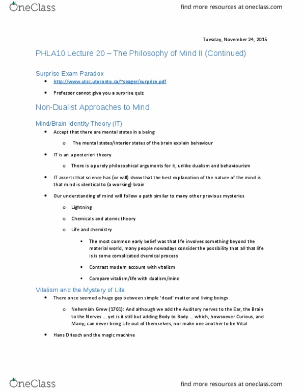 PHLA10H3 Lecture Notes - Lecture 20: Electric Light, Realizability, Hans Driesch thumbnail