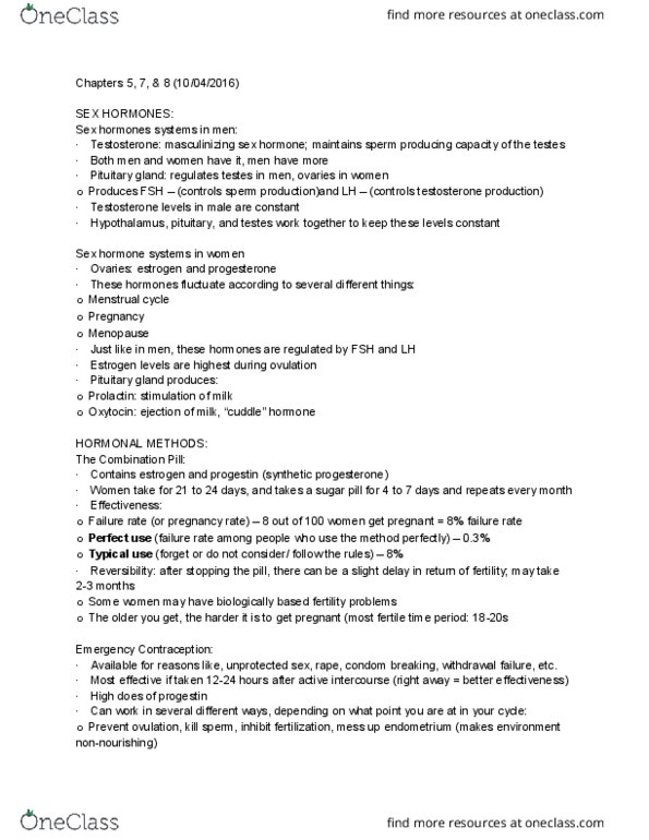 PSY BEH 118D Lecture Notes - Lecture 2: Conscientiousness, Extraversion And Introversion, Medroxyprogesterone Acetate thumbnail