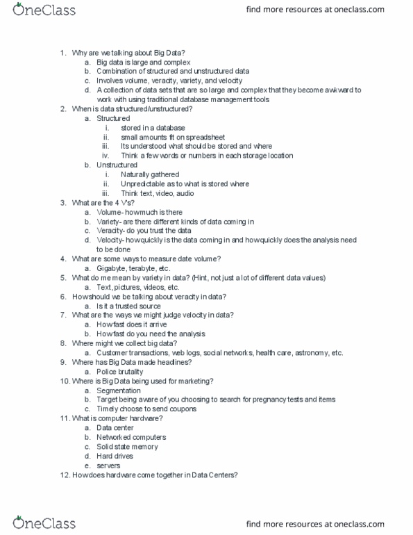 BUS 1000 Lecture Notes - Lecture 6: Predictive Analytics, Descriptive Statistics, Data Mining thumbnail