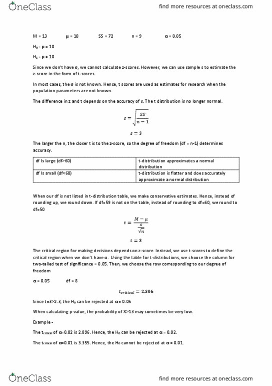 PSY30100 Lecture Notes - Lecture 10: Confidence Interval thumbnail
