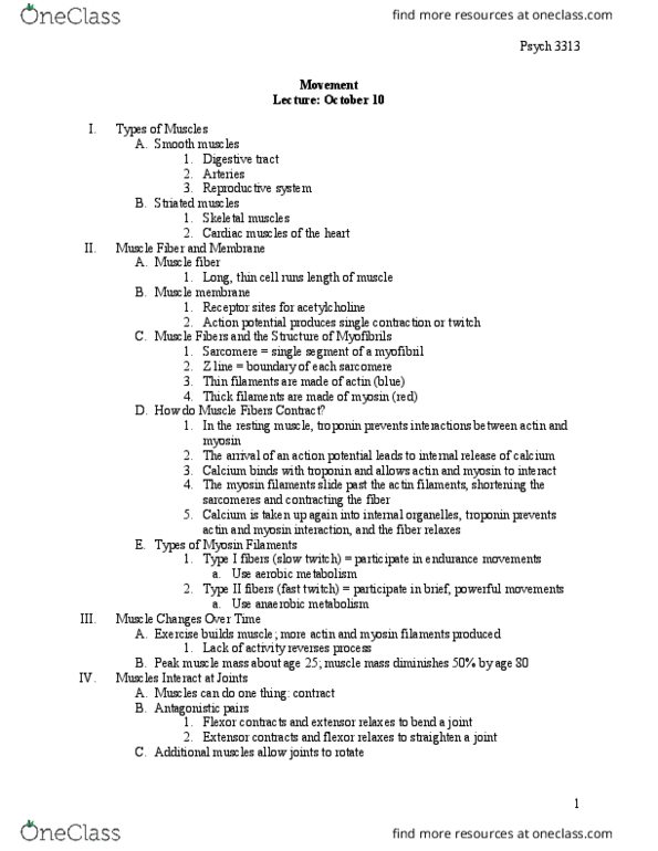 PSYCH 3313 Lecture Notes - Lecture 15: Muscle Atrophy, Substantia Nigra, Reciprocal Inhibition thumbnail