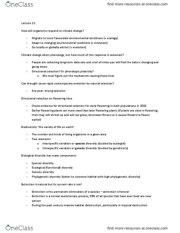 BIO120H1 Lecture Notes - Lecture 23: Overfishing, Genetic Drift, Habitat Destruction thumbnail