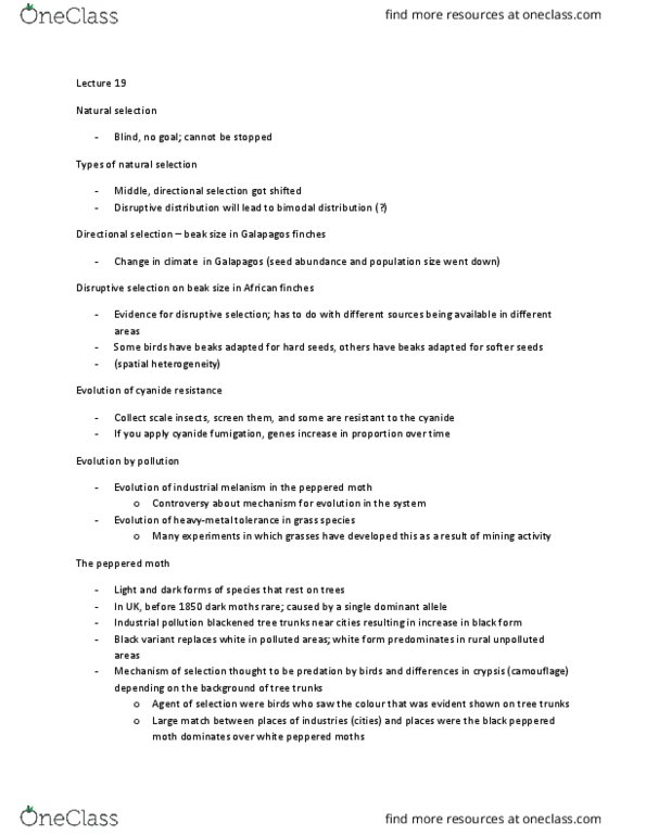 BIO120H1 Lecture Notes - Lecture 19: Battletech, Disruptive Selection, Gene Flow thumbnail