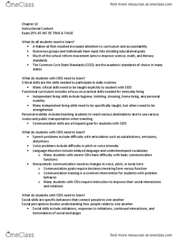 PSYC 3850 Chapter Notes - Chapter 10-13: Common Core State Standards Initiative, Intellectual Disability, Task Analysis thumbnail