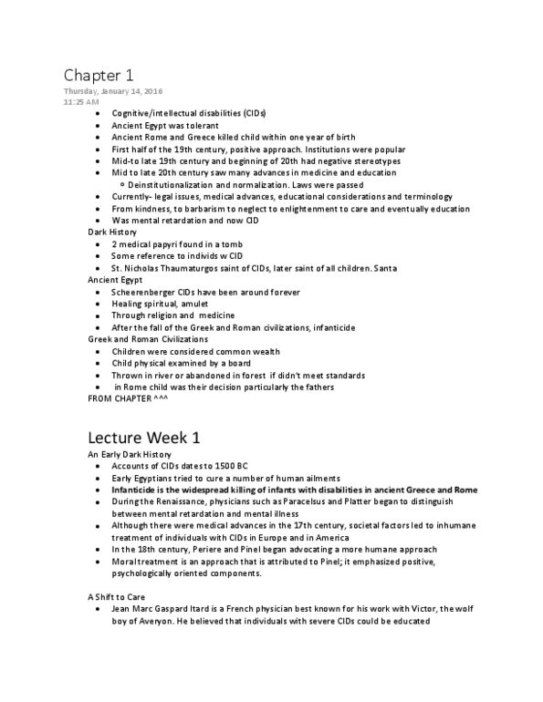 PSYC 3850 Lecture Notes - Lecture 1: Intellectual Disability, Jean Marc Gaspard Itard, James Mckeen Cattell thumbnail