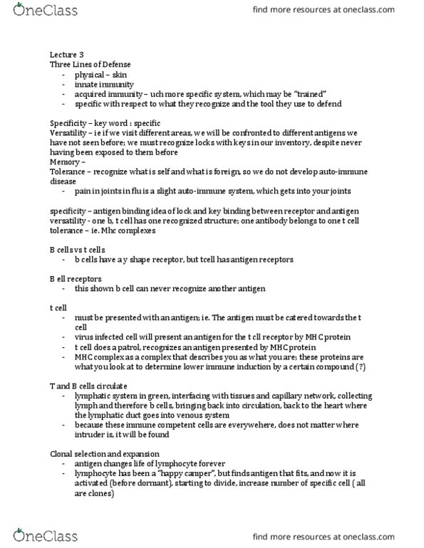 PSL301H1 Lecture Notes - Lecture 3: Clonal Selection, Humoral Immunity, Fragment Antigen-Binding thumbnail