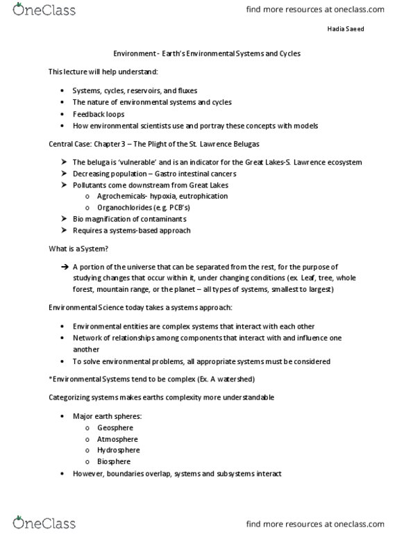 ENV100Y5 Lecture Notes - Lecture 5: Magma Chamber, Closed System, Geosphere thumbnail