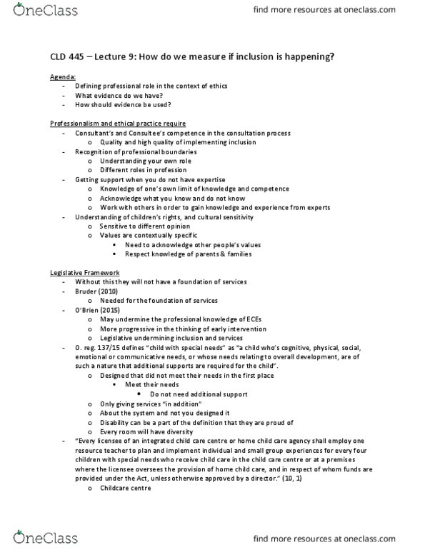 CLD 445 Lecture Notes - Lecture 9: Professional Boundaries, Social Influence, Family Values thumbnail