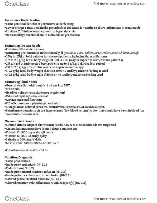 NSD 481 Lecture Notes - Lecture 9: Peripherally Inserted Central Catheter, Parenteral Nutrition, Renal Replacement Therapy thumbnail