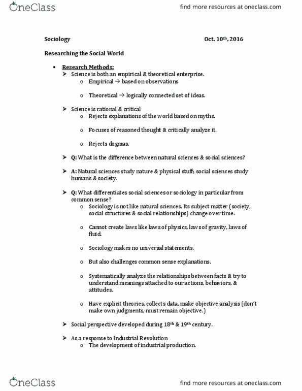 COM 200 Lecture Notes - Lecture 4: Social Fact, Well-Founded Relation, Ethnography thumbnail