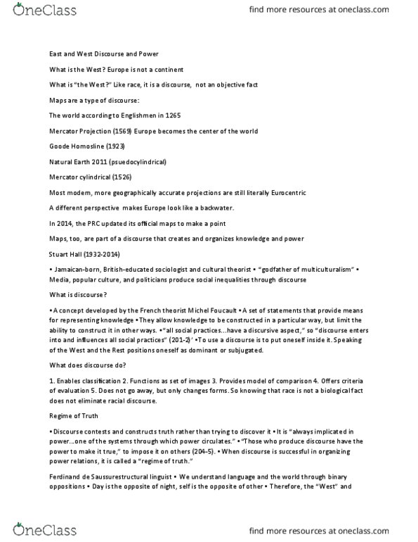 ANTH 23 Lecture Notes - Lecture 4: Mercator Projection, Michel Foucault, Pope Pius Ii thumbnail