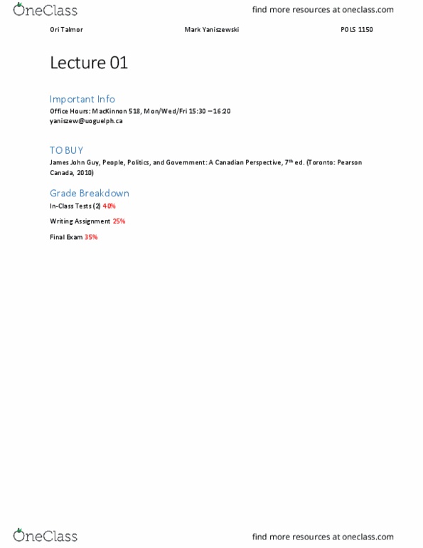 POLS 1150 Lecture Notes - Lecture 1: Otto Von Bismarck, Friedrich Engels, Pearson Education thumbnail