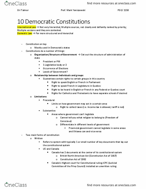 POLS 1150 Lecture Notes - Lecture 10: Constitution Of The United Kingdom, Income Tax, The Units thumbnail