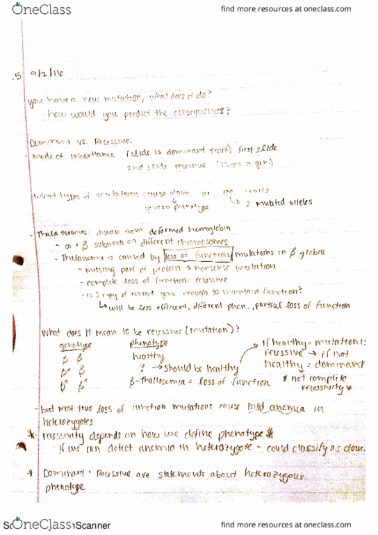 MCELLBI 104 Lecture 5: New Mutations and Degrees of Recessive vs. Dominant thumbnail