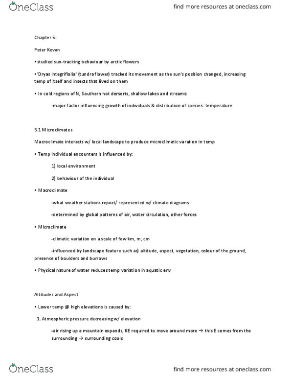 BIOLOGY 2F03 Chapter Notes - Chapter 5: Pleurozium Schreberi, Plant Litter, Microclimate thumbnail