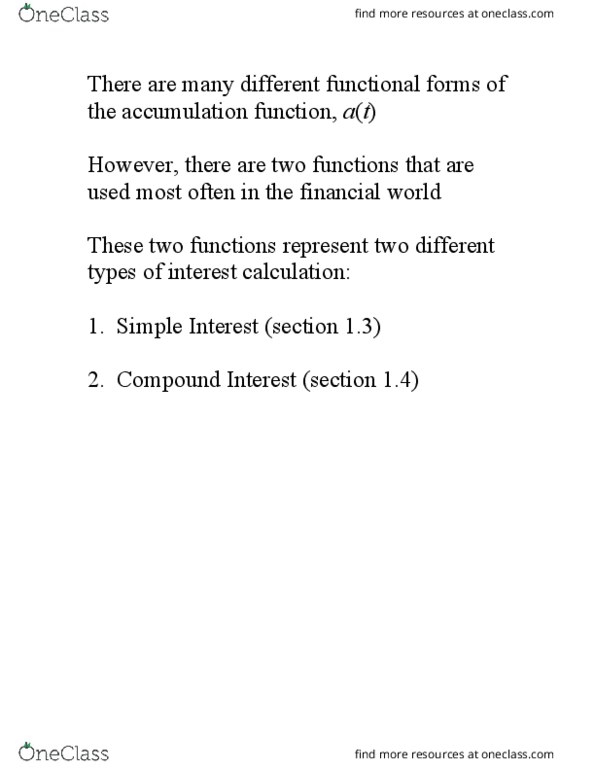 Actuarial Science 2553A/B Lecture Notes - Lecture 2: Interest thumbnail