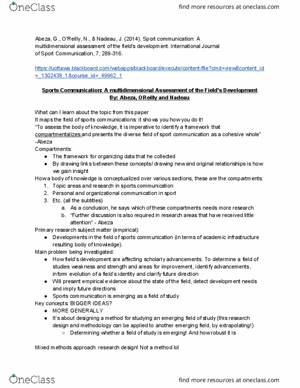 CMN 2101 Chapter Notes - Chapter 1: Academic Journal, Organizational Communication, Content Analysis thumbnail