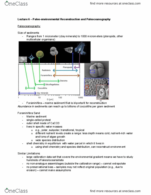 ENV234H1 Lecture Notes - Lecture 6: Pelagic Sediment, Alkenone, Coccolith thumbnail